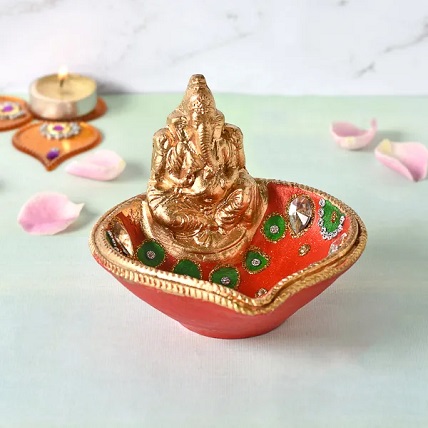 Designer Ganesh & Laxmi Diya Set