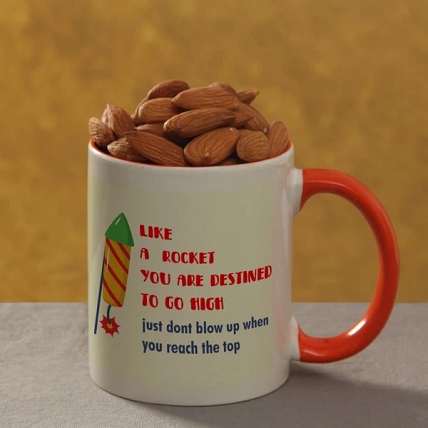 Diwali Wishes Personalized Mug With Almonds & Diyas