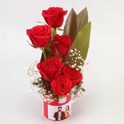 Red Roses In Personalised Love You Latter Mug
