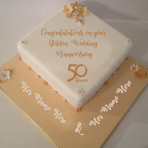 Golden Wedding Anniversary Cake