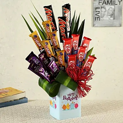 Charming Happy Birthday Chocolate Vase