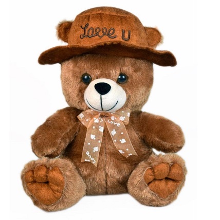 Cute Cap Brown Teddy Bear With Little Heart