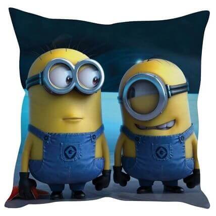 Cute Minions Blue Silk Cushion