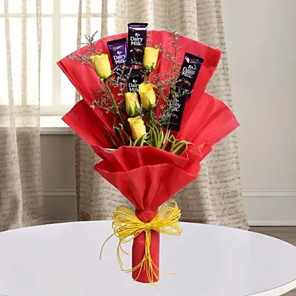Dairy Milk With Yellow Rose