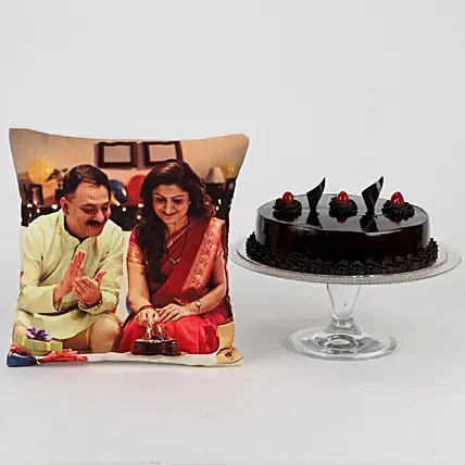 Delish Truffle Cake & Picture Cushion Combo