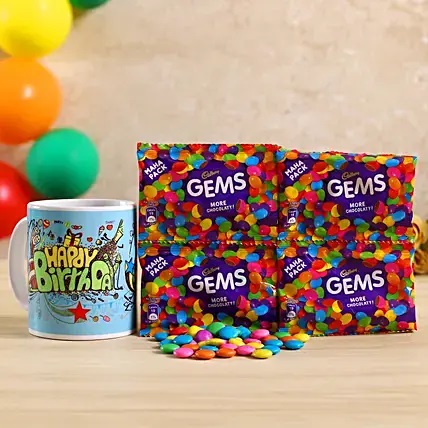 Happy Birthday White Mug & Gems