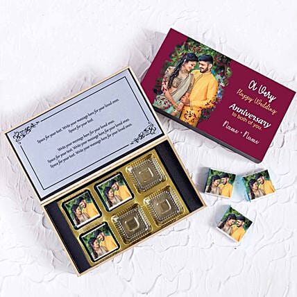 Personalised Anniversary Wishes Chocolate Box- 6 Pcs