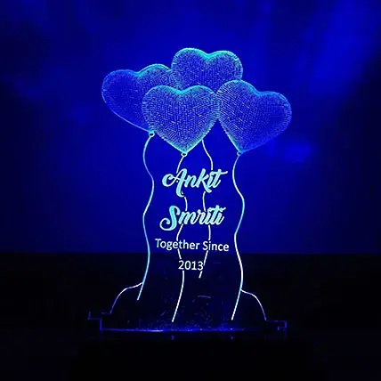 Personalised Blue LED Heart Balloons Lamp