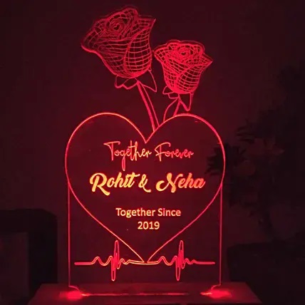 Personalised Roses Red LED Night Lamp