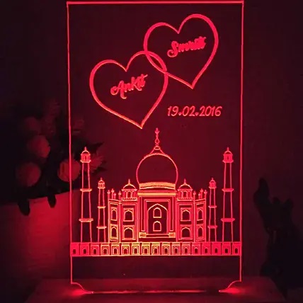 Personalised Taj Mahal Love LED Lamp- Red