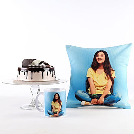 Photo Cushion, Mug & Cake Combo