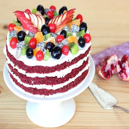 Red Velvet Fruit Layer Cake