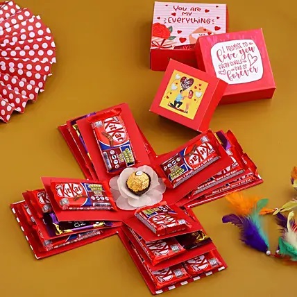 Red & White 3 Layer Choco Treat Explosion Box