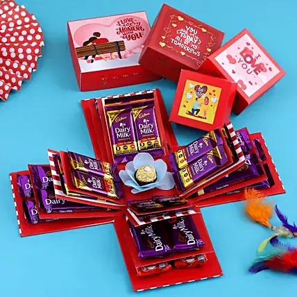 Red & White 4 Layer Chocolatey Explosion Box