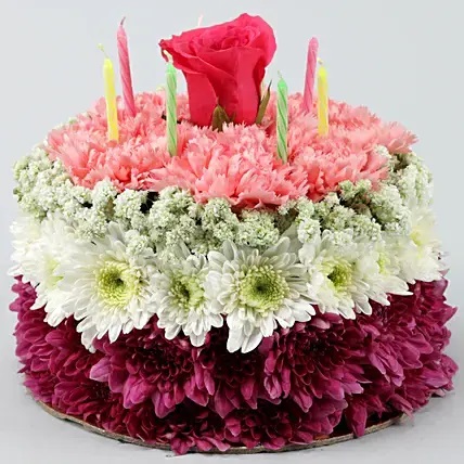 Rosy Pink & Purple Floral Cake