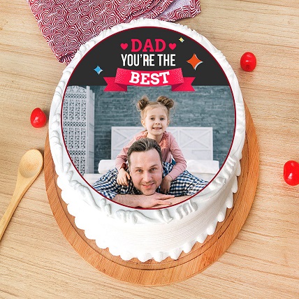 Round Photo Cake For Dad