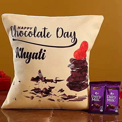 Chocolate Day Personalised Cushion & Cadbury Dairy Milk