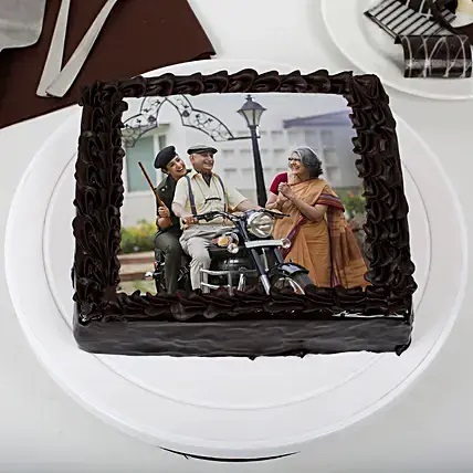 Tasty Truffle Rich Chocolate Photo Cake For Dad