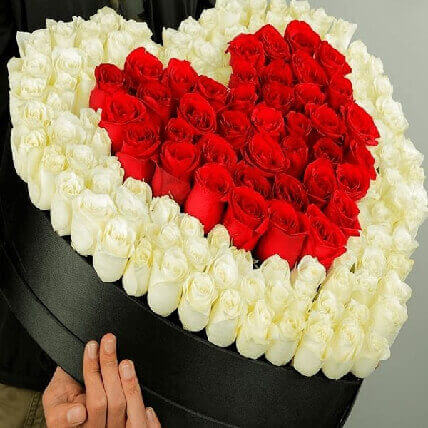 Red & White Rose Heart Surprise